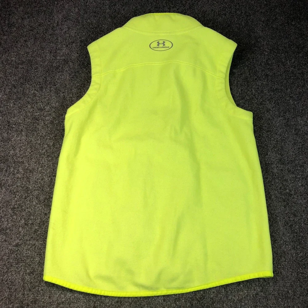 Under Armour ColdGear Fleece Vest Youth YLG‎ Yellow Zip Pockets Activewear